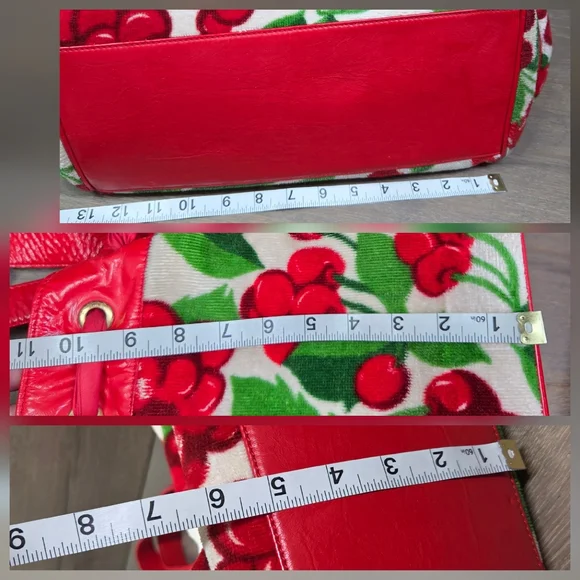 RARE Y2K Juicy Couture Cherry Velour Terry Daydreamer Weekender Bag Cherries - Picture 16 of 16